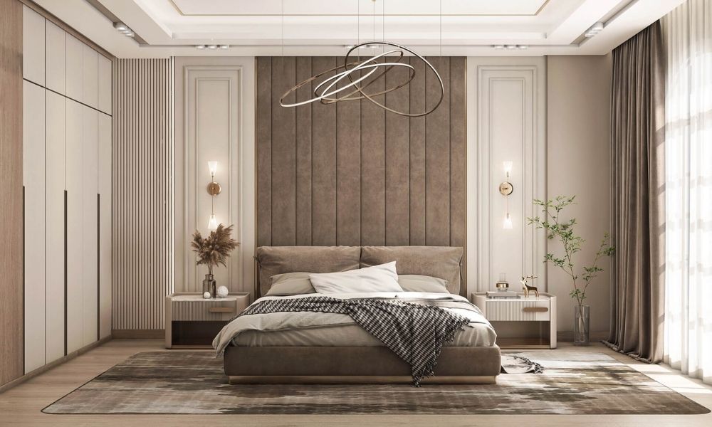 Vách đầu giường bọc nỉ