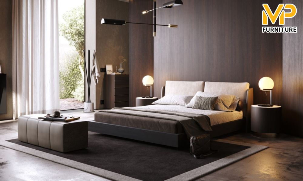 Giường ngủ bọc vải Acacia