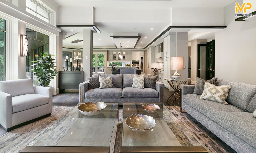 Sofa bọc vải nỉ cỏ may