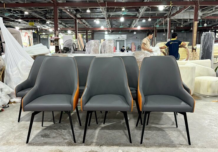 bộ ghế ăn bọc da sản xuất tại xưởng