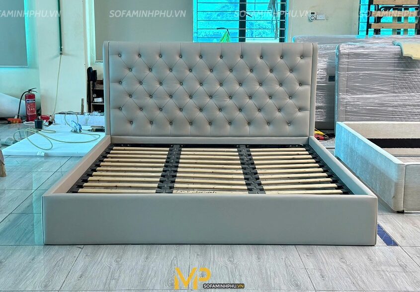 giường ngủ xám tân cổ điển